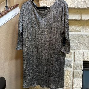 NEW with tags Free Press Silver and black Lined 3/4 sleeve cocktail  dress . L.